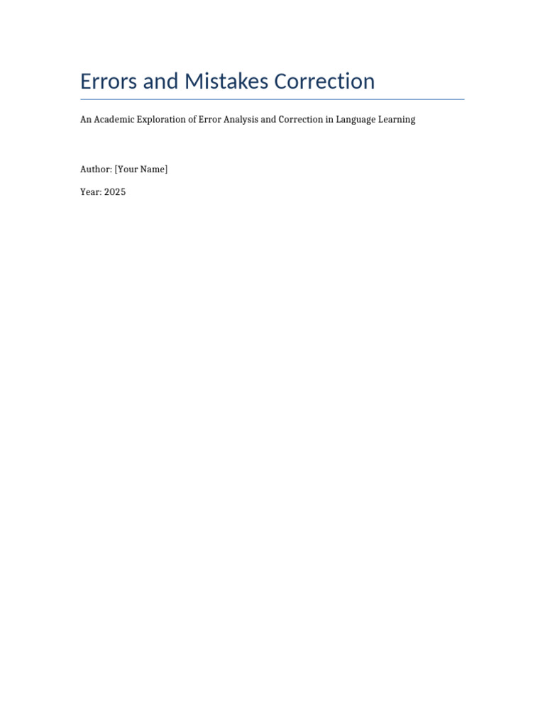 Error Analysis in Language Learning | PDF | Second Language Acquisition ...