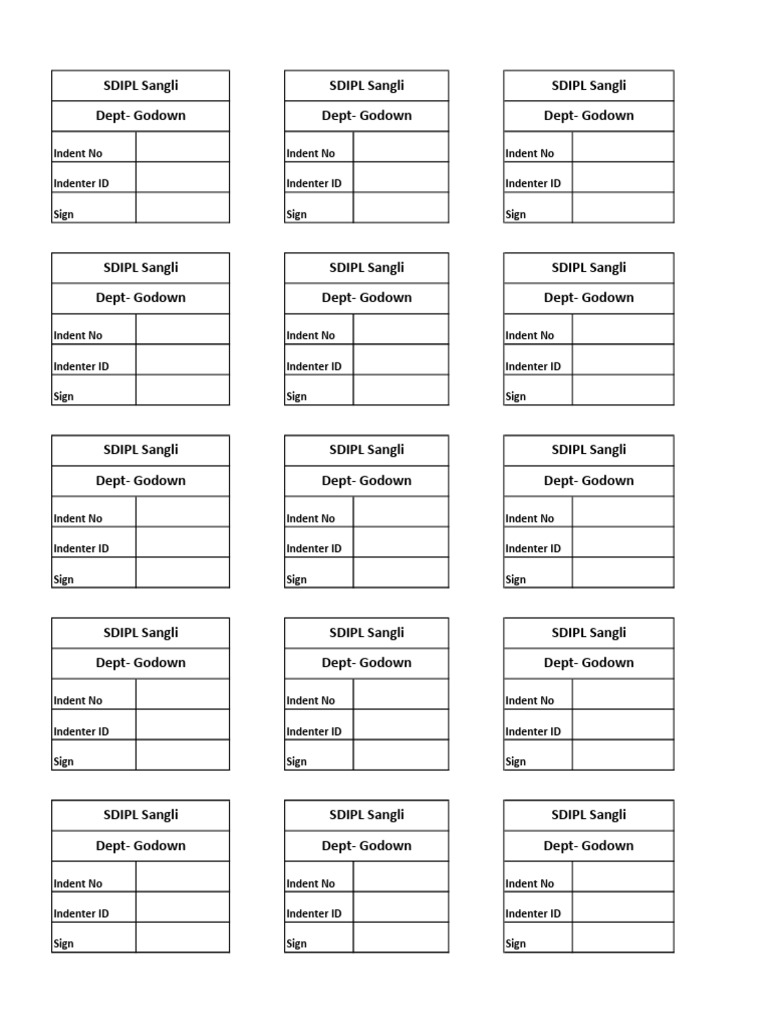 Indenter ID and Sign Log for SDIPL | PDF