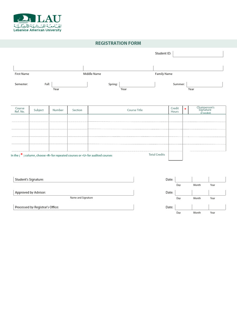 Student Course Registration Form | PDF