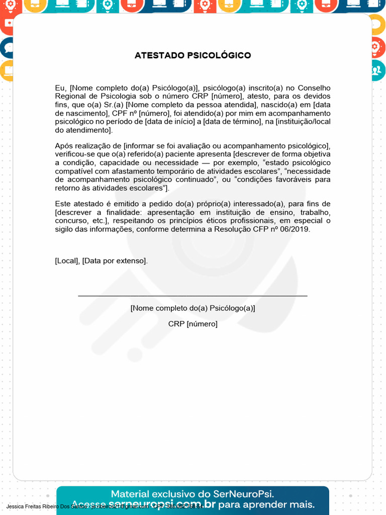 Modelo de Atestado Psicológico CRP | PDF