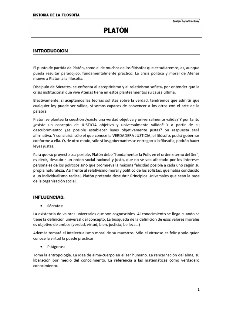 Platon | PDF | Platón | Conocimiento