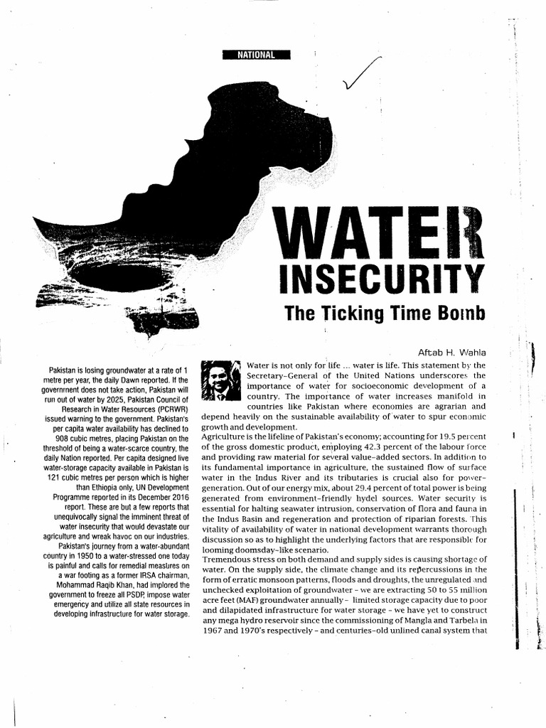 Water Insecurity - The Ticking Time Bomb | PDF