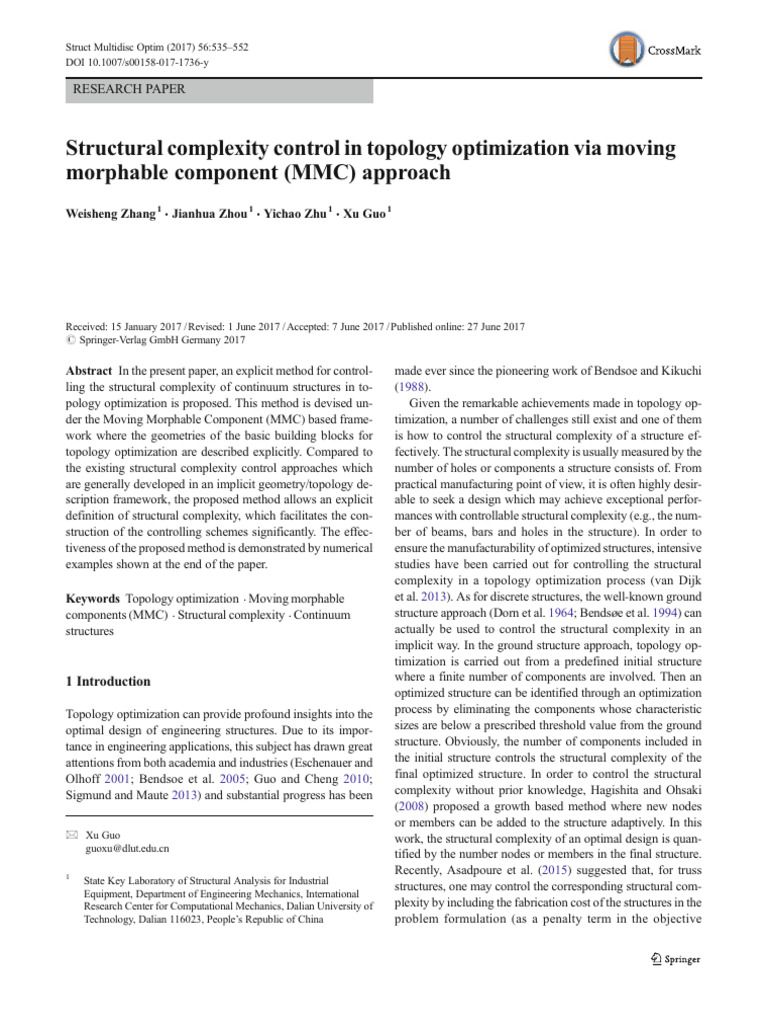 Structural Complexity Control in Topology Optimization Via Moving ...