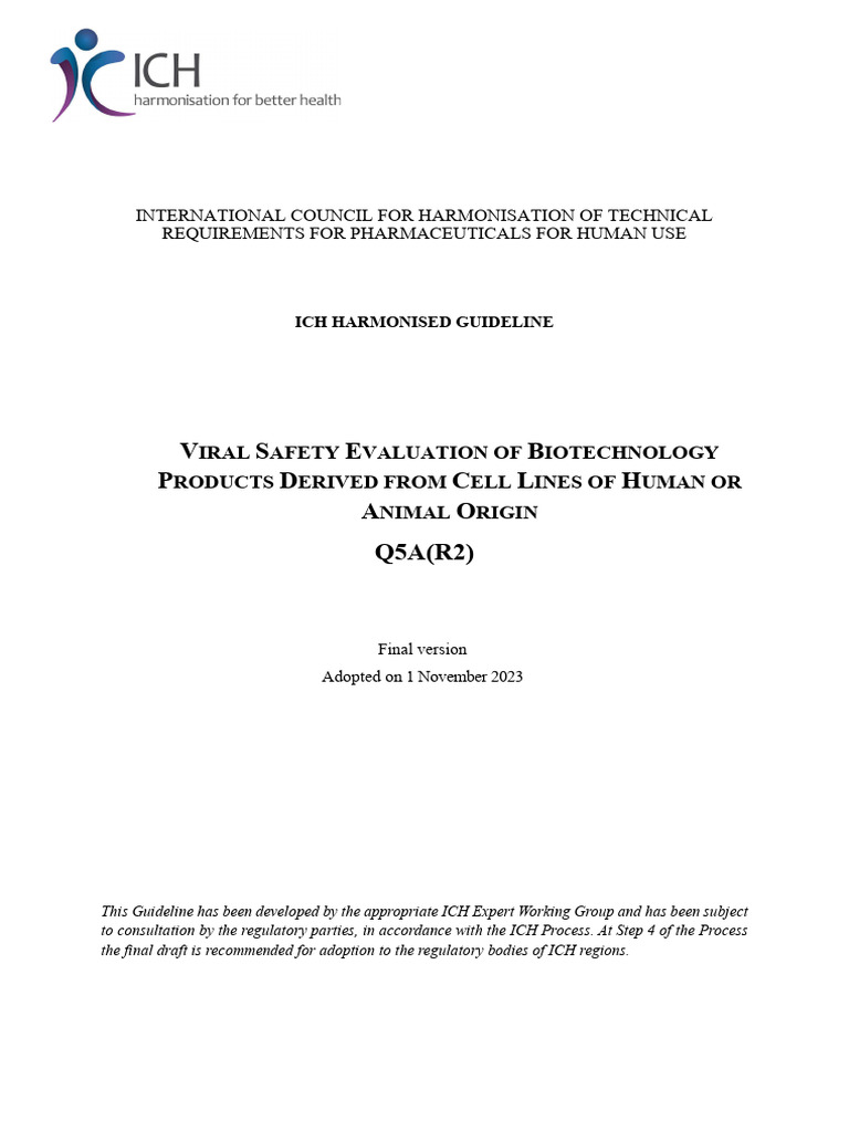 ICH Q5A (R2) Guideline 2023 1101 | PDF | Dna Sequencing | Virus