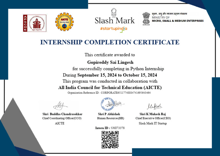 Python Internship Completion Certificate | PDF
