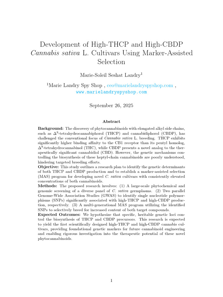 Development of High THCP and High CBDP Cannabis Sativa L Cultivars ...