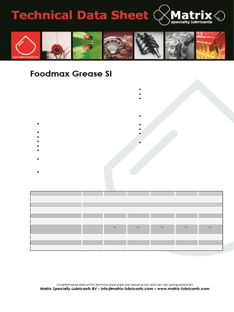 Foodmax Grease SI: Food Grade Silicone Lubricant | PDF | Lubrication ...