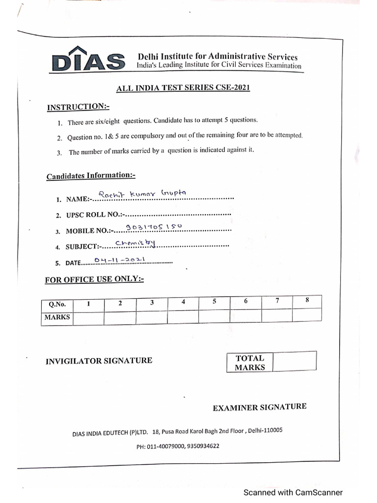 Chemistry Test 1 2021 Pdf