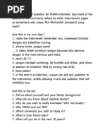 This Is The List of Question For MARA Interview