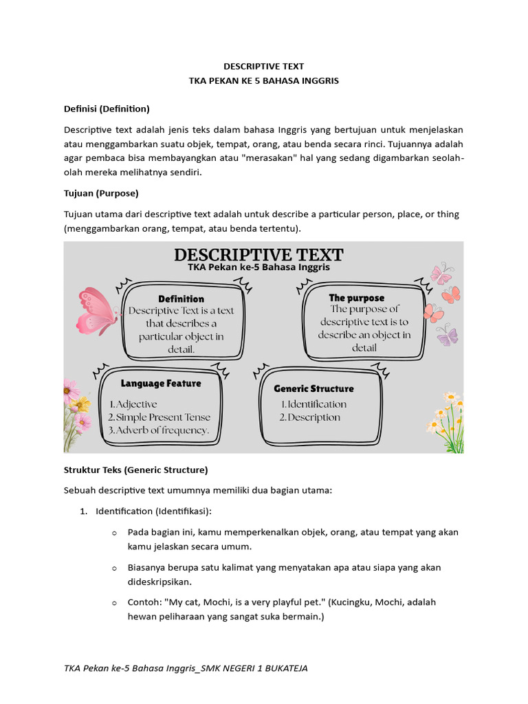 TKA Pekan 5 Bahasa Inggris - Descriptive Text | PDF | Kitchen