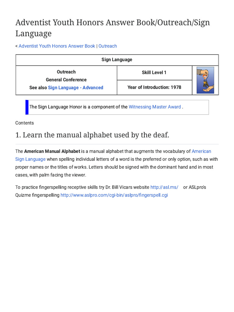 Sign Language Honor Guide for Youth | PDF