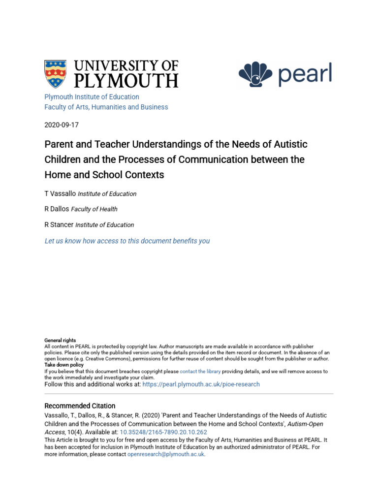 Understanding Autistic Children's Needs | PDF | Autism | Attachment Theory