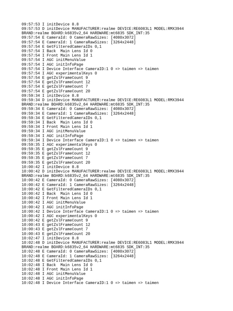 Realme RMX3944 Camera Initialization Logs | PDF | Computer Engineering ...