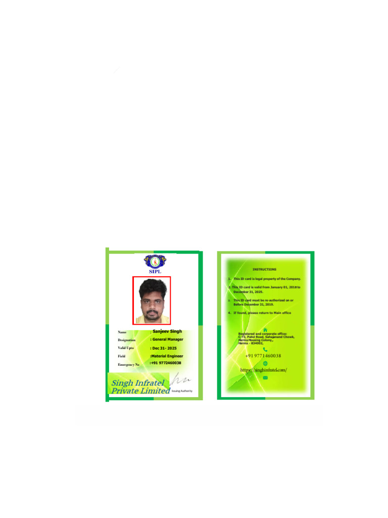 Material Engineer ID Card Details | PDF