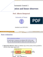 State Estimation and Linear Observers: Automatic Control 1