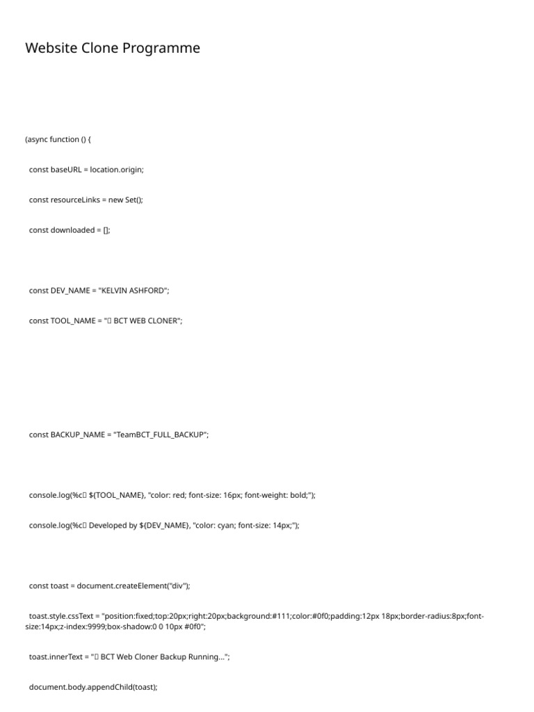 BCT Web Cloner Backup Script | PDF | Html Element | Computer Data