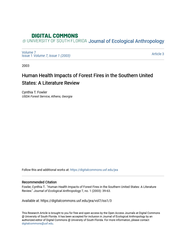 Health Effects of Southern Forest Fires | PDF | Particulates | Smoke