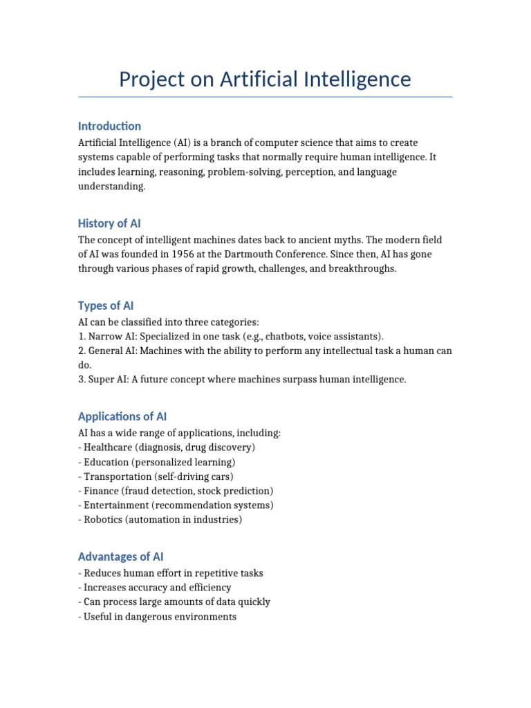 Overview of Artificial Intelligence | PDF