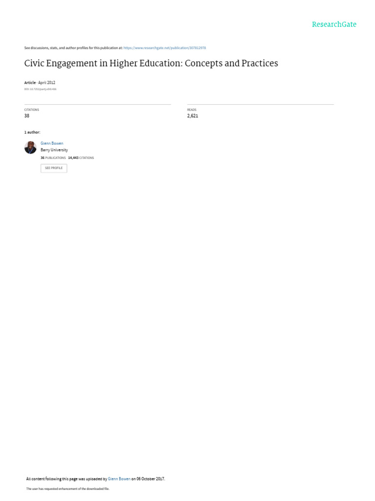 Review of Civic Engagement in Higher Education | PDF | Service Learning ...