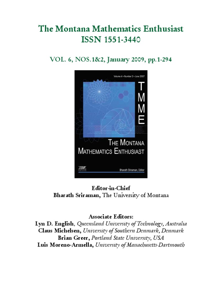 The Montana Mathematics Enthusiast ISSN 1551-3440: VOL. 6, NOS.1&2 ...