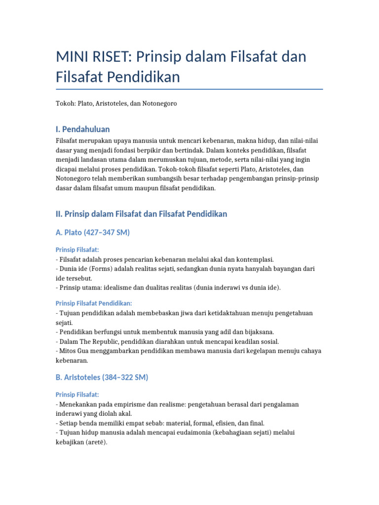 Mini Riset Filsafat Pendidikan | PDF