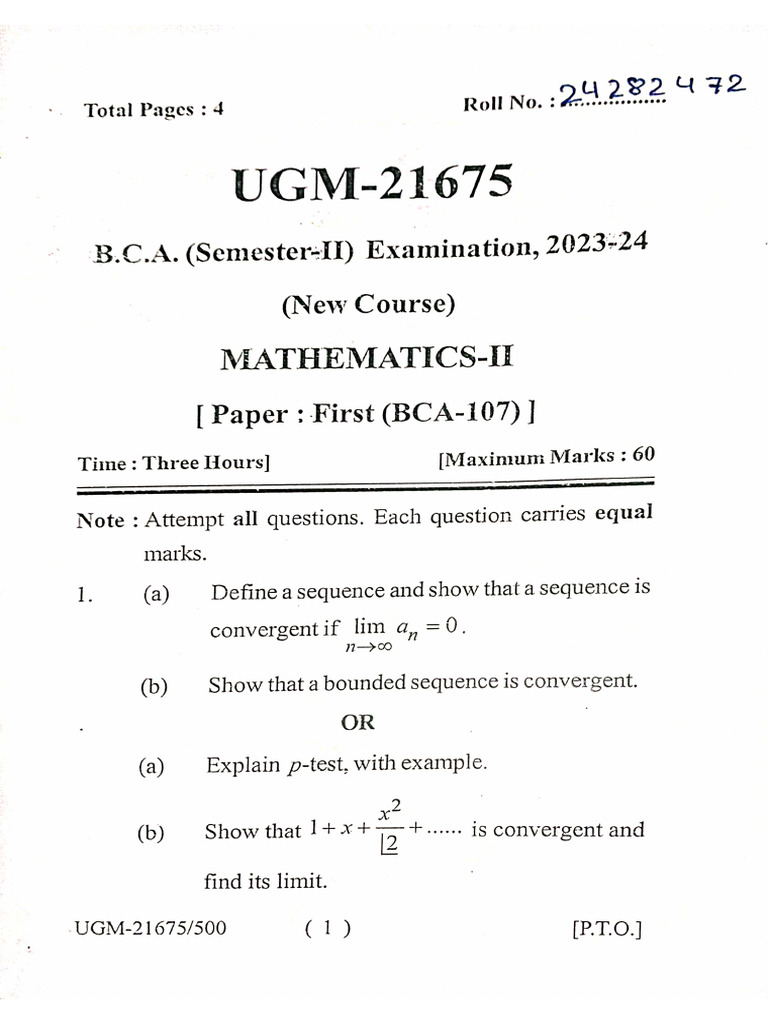 2nd Sem - PYQs (2023-24) | PDF