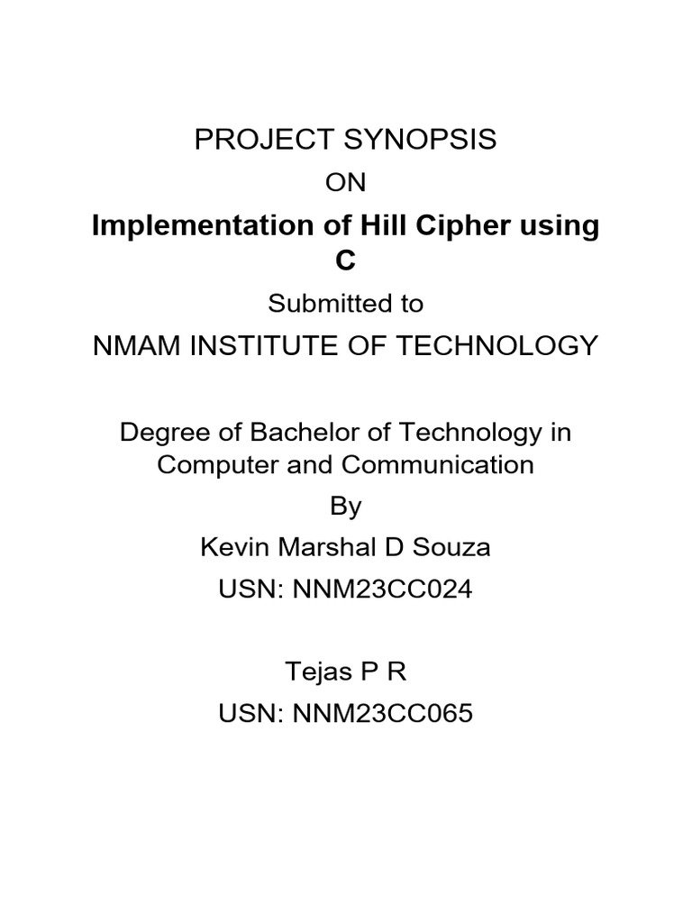 Hill Cipher Implementation in C | PDF | Encryption | Matrix (Mathematics)