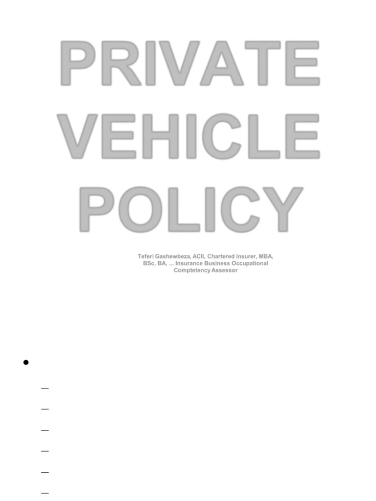 Private Vehicle Insurance Policy Guide | PDF | Insurance | Liability ...