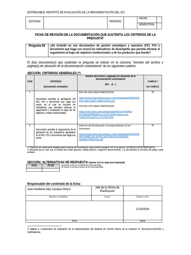 Evaluación del Sistema de Control Interno | PDF
