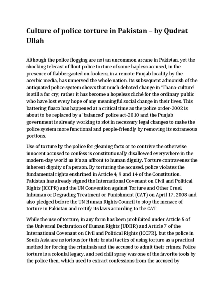 Culture of Police Torture in Pakistan | PDF | Torture | Human Rights