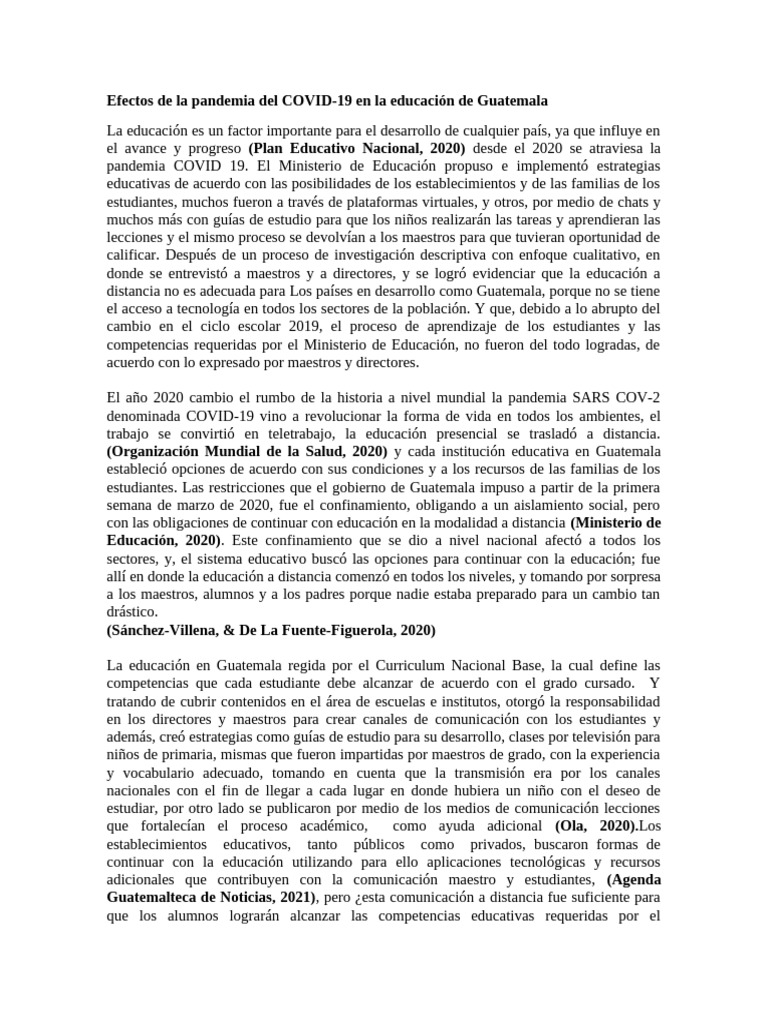Efectos de La Pandemia Del COVID | PDF | Escuelas | Plan de estudios