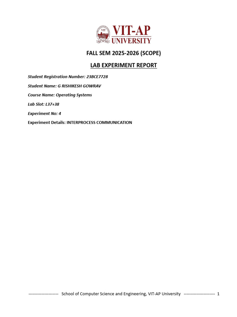 IPC Lab Report: Semaphore Examples | PDF | Computer Architecture ...