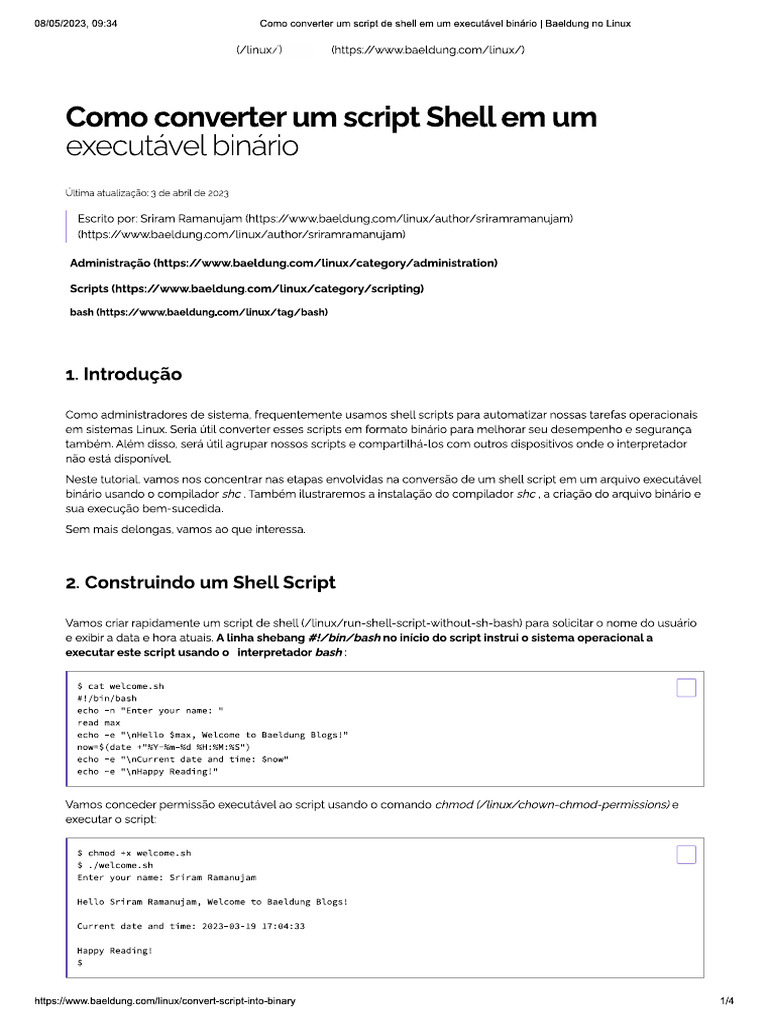 Codificando Shell Script em Um Executavel Binario | PDF