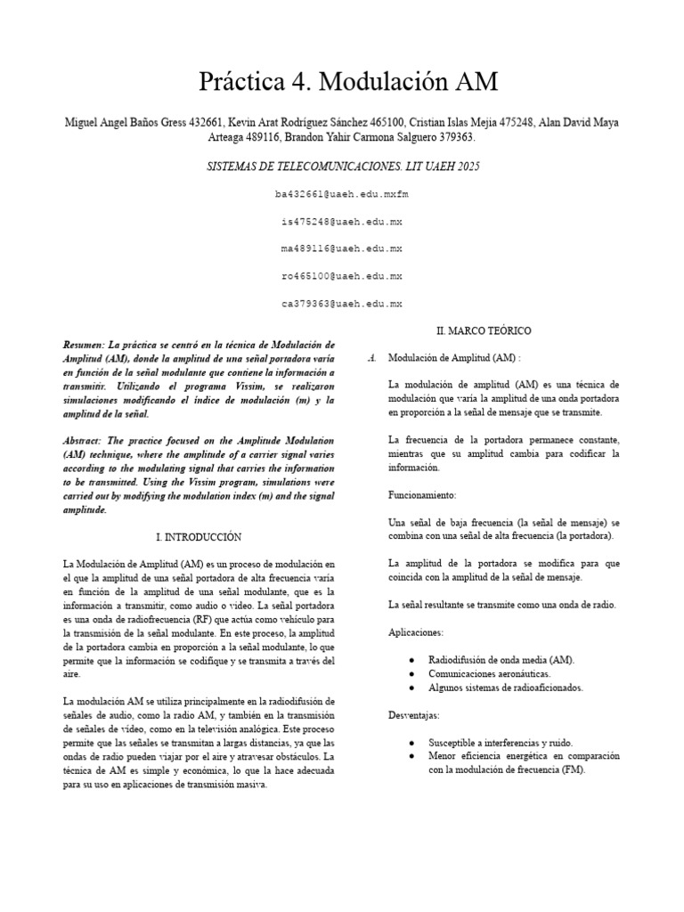 Práctica de Modulación AM en Vissim | PDF | Hertz | Radio