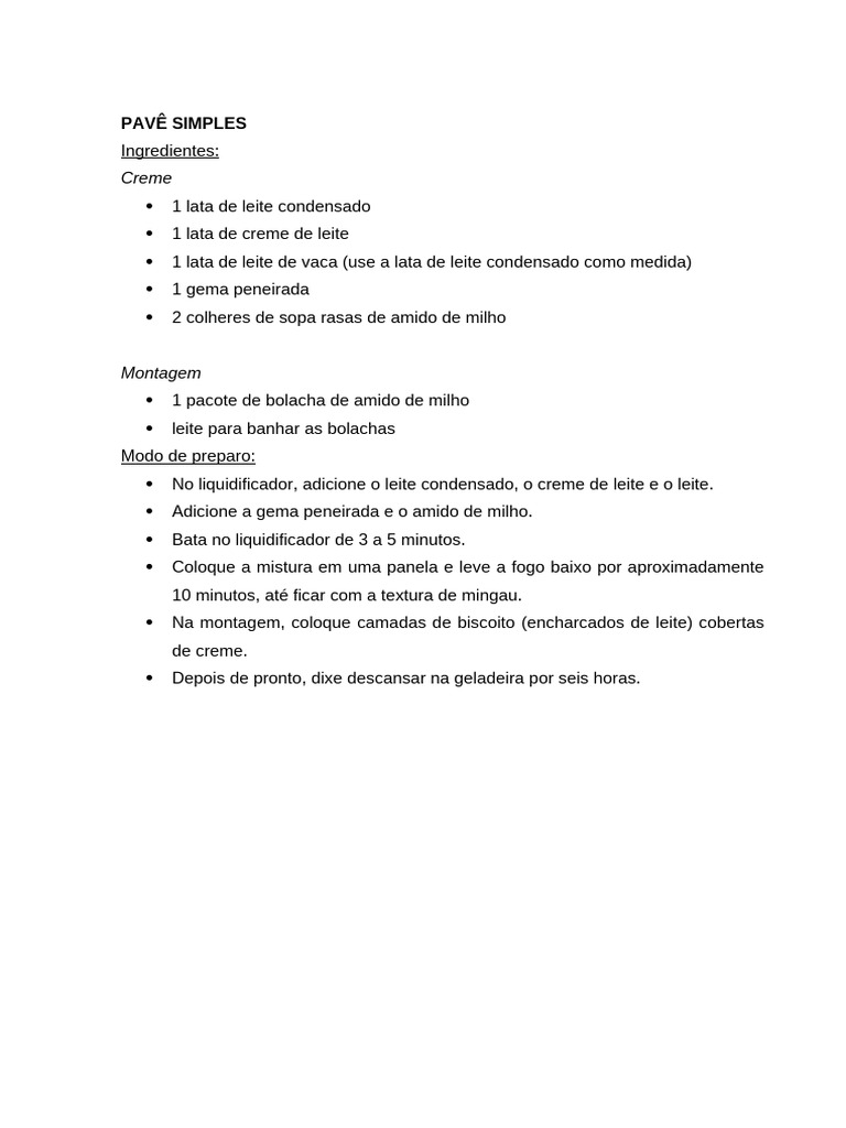 Pavê Simples: Receita Rápida e Deliciosa | PDF