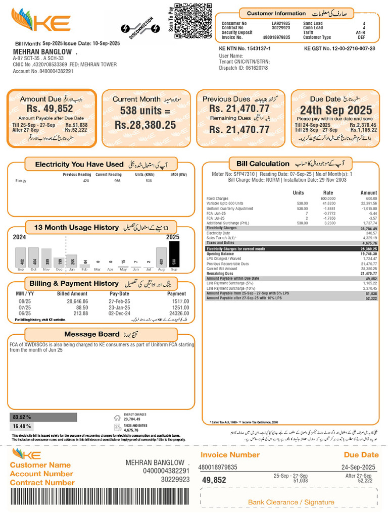 Mehran Banglow Electricity Bill Summary | PDF | Accounts Payable ...