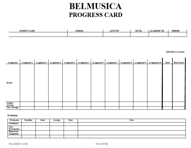 Belmusica Progress Card | PDF