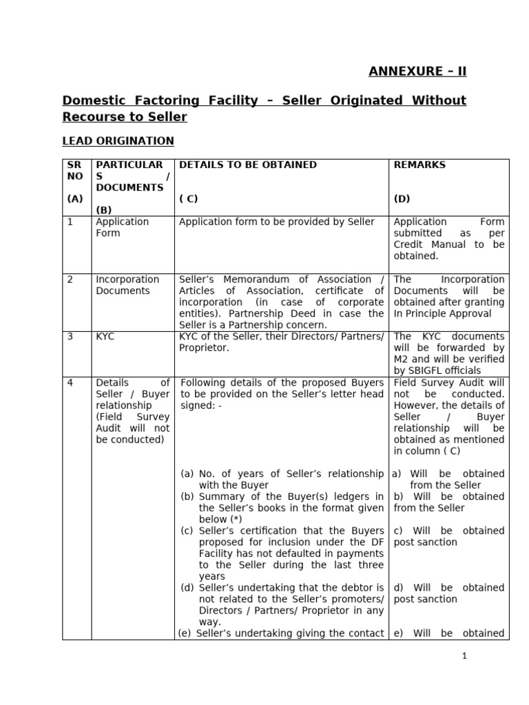 Domestic Factoring Facility Guide | PDF | Factoring (Finance) | Invoice