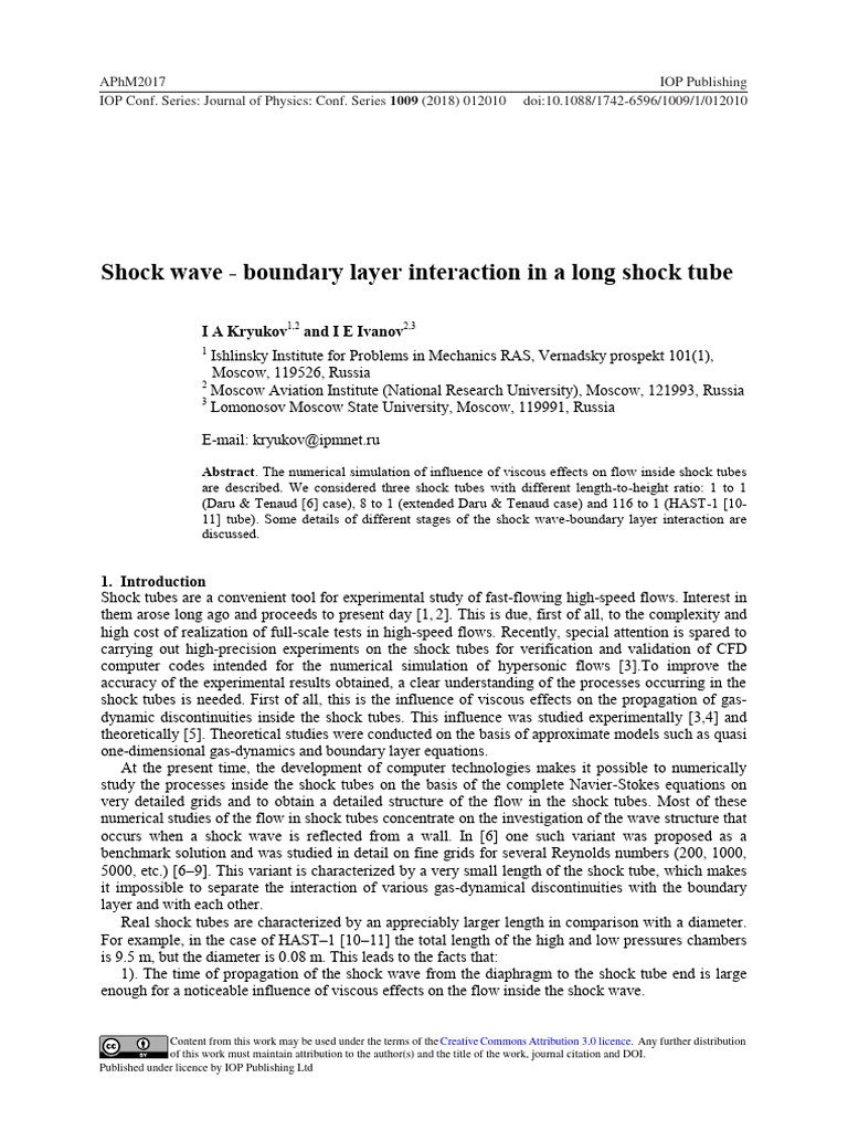 Shock Wave-Boundary Layer Interaction Analysis | PDF | Shock Wave ...