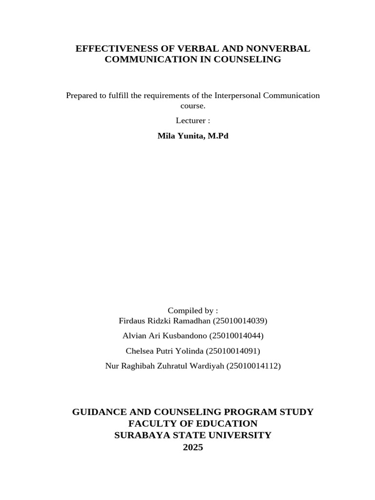 Effectiveness of Verbal and Nonverbal - Group 3 | PDF | Communication ...