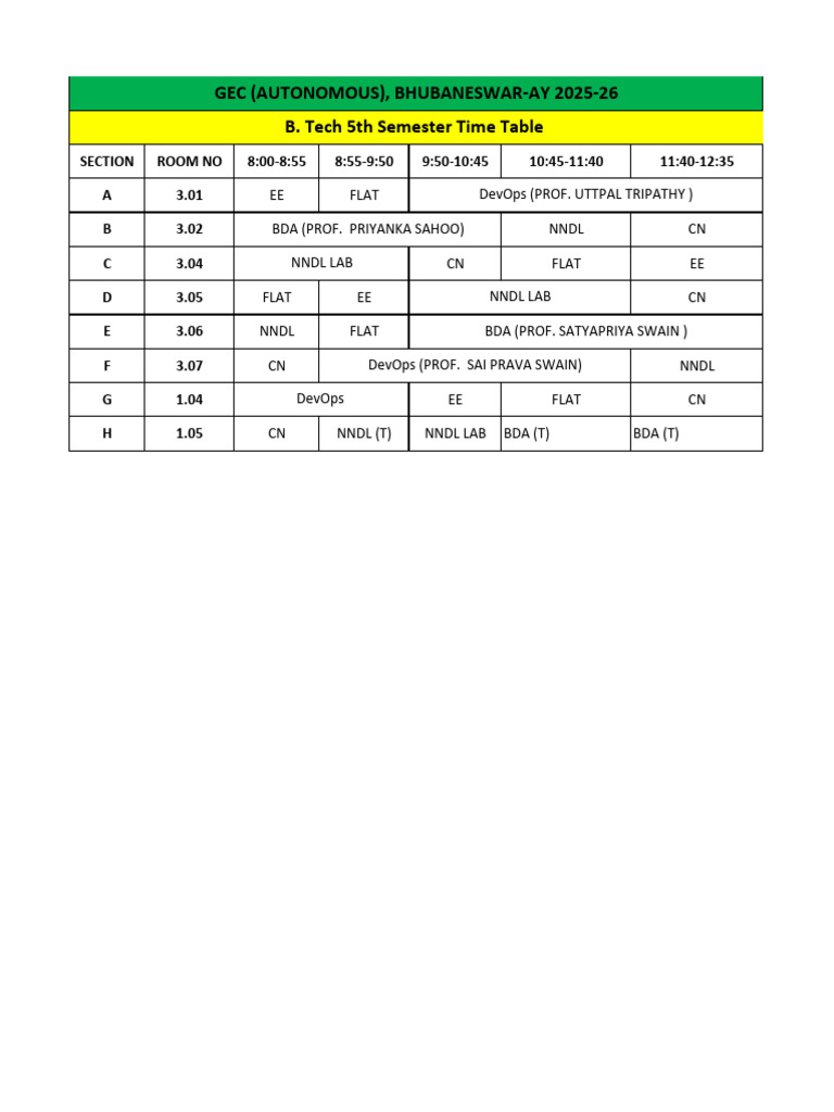 SPECIAL Timetable - 26.09.25 | PDF