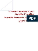 TOSHIBA Satellite A200/ Satellite Pro A200 Portable Personal Computer User's Manual