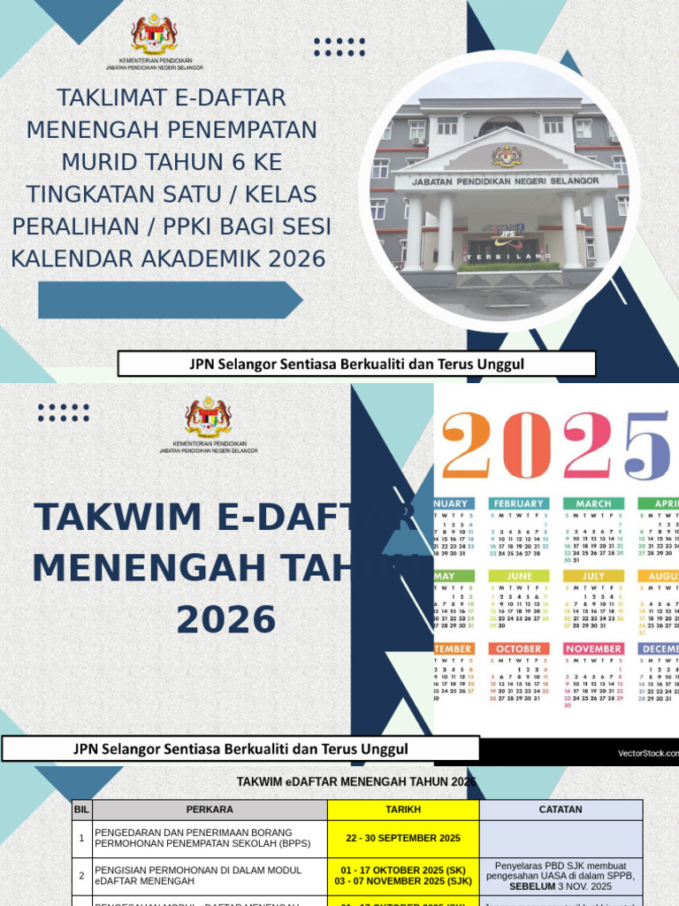 Panduan E-Daftar Menengah 2026 | PDF