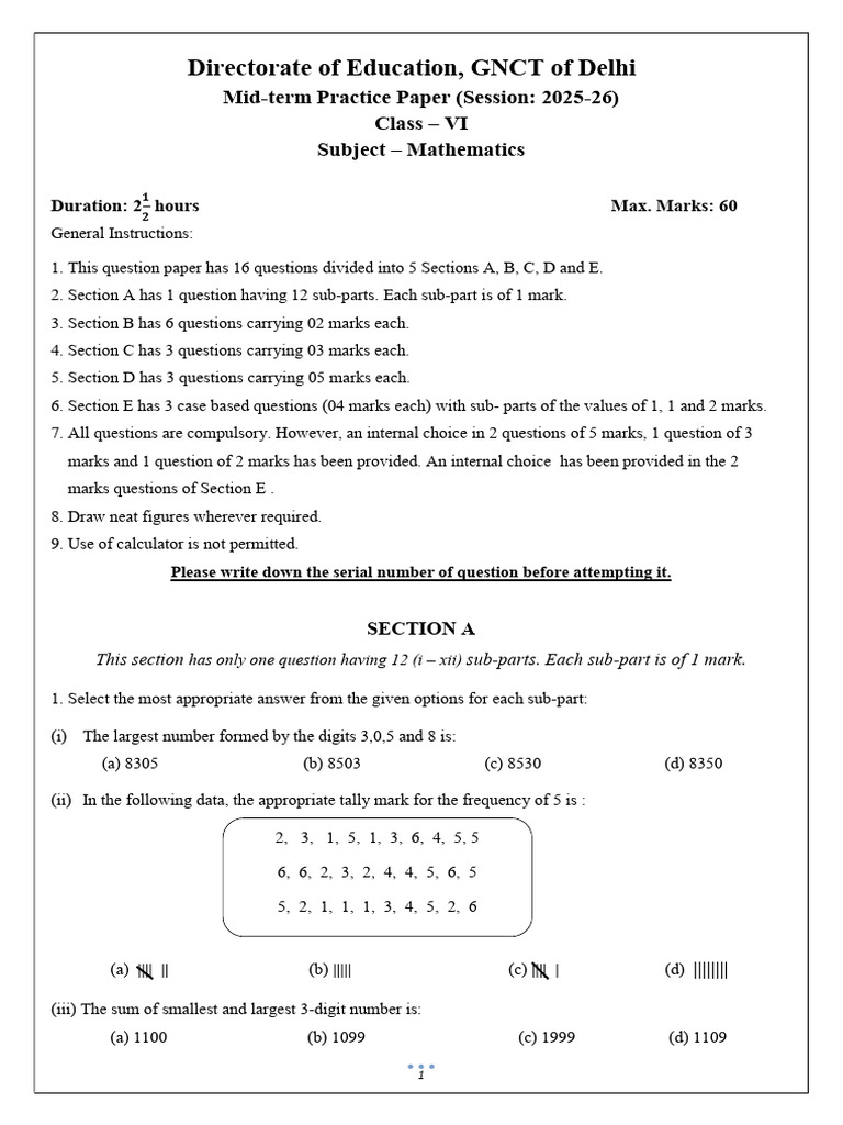 6 - Math Sample Paper | PDF | Factorization | Number Theory