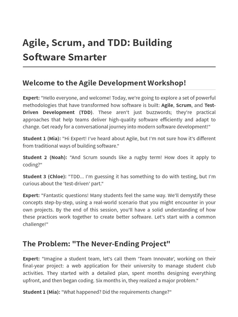 Agile, Scrum, and TDD Explained | PDF | Scrum (Software Development ...