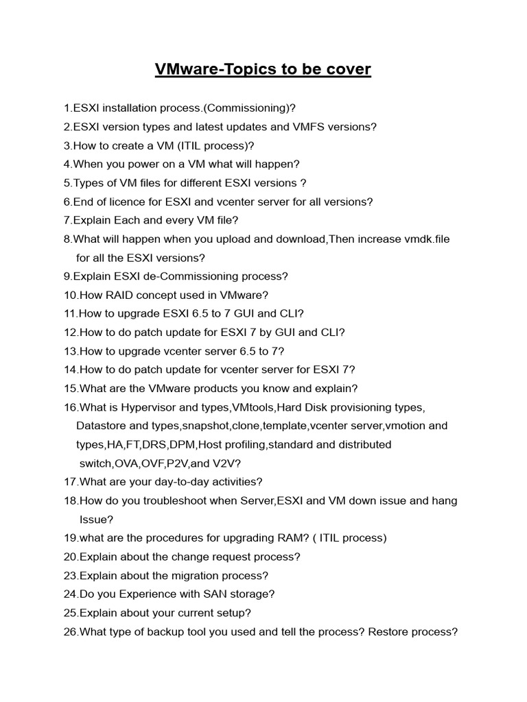 VMware-Topics To Be Cover | PDF