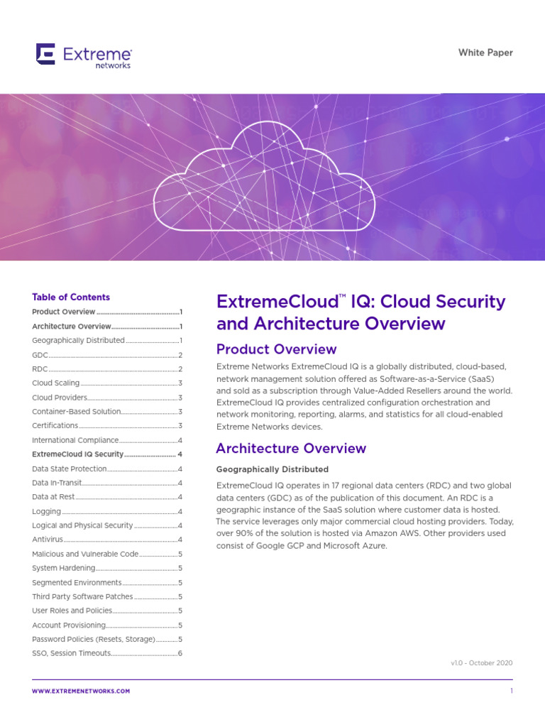 ExtremeCloud IQ Cloud Security and Architecture Overview WP - v2 ...