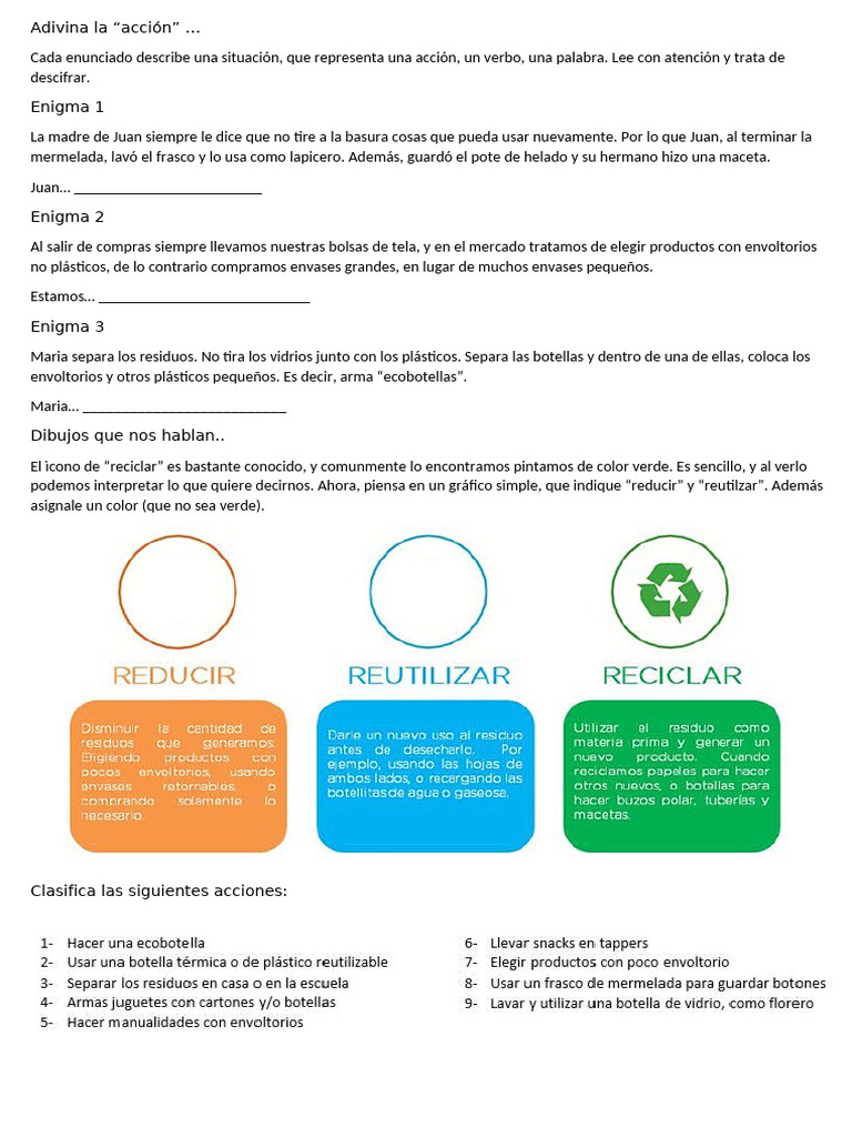 Las 3 R | PDF | Residuos | El plastico