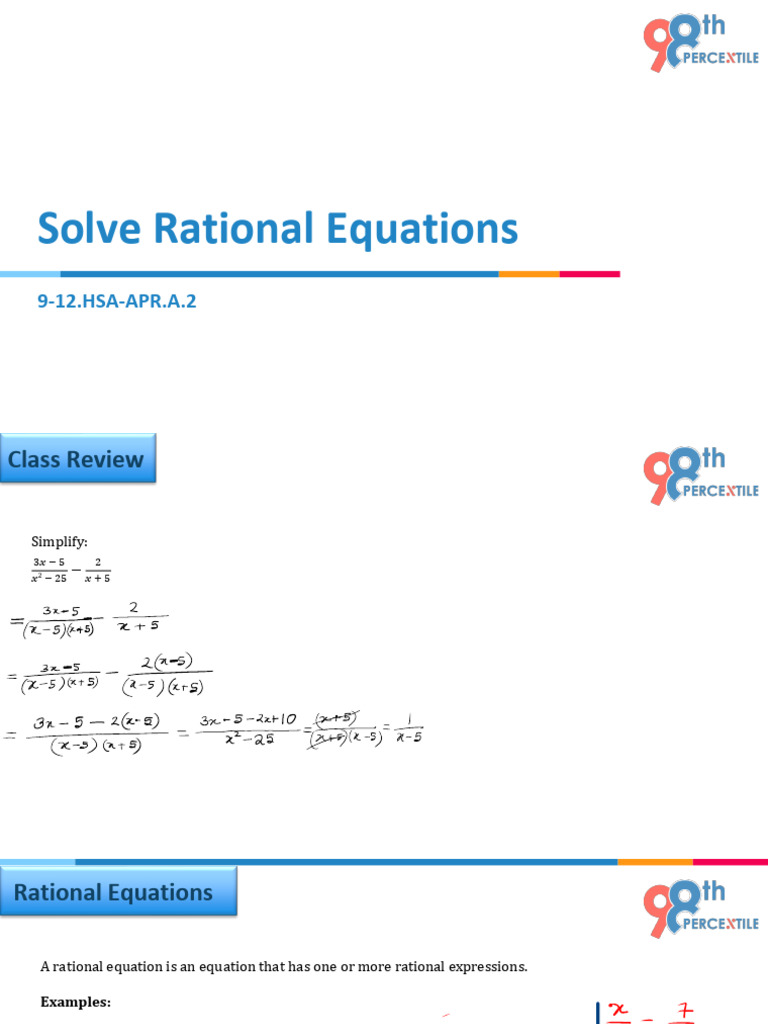A1.L19.Solve Rational Equations | PDF | Equations | Arithmetic