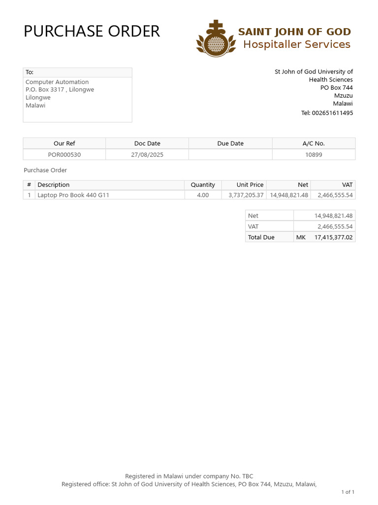 Order POR000530 | PDF